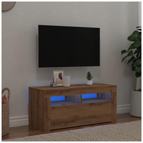 Mobile Porta TV con LED Artigianale 90x35x40 cm Multistrato - Foto 10