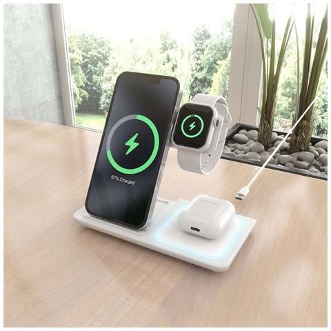 ASCH-15W3WC044-W Caricabatterie per dispositivi mobili Auricolare, Telefono cellulare, Smartphone, Orologio intelligente Bianco USB Carica wireless Interno - Foto 2