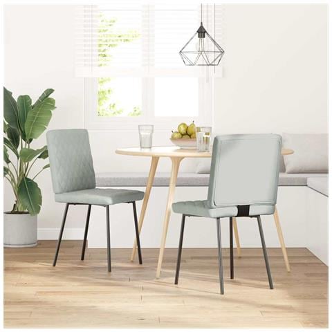 Sedie Da Pranzo 2 Pz Grigio Chiaro In Velluto - Foto 2
