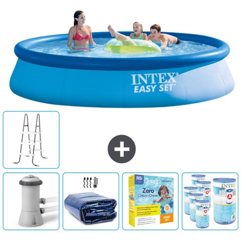 Piscina Fuori Terra - In Giro - 396x396x84 Cm - Blu - Include Accessori Coordinati Cb27 - Foto 1