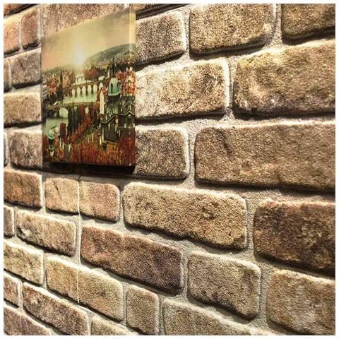 Lusso Casadino -  Pannelli Murali 3d Con Design Mattoni Sabbia Scuro 10 Pz Eps - Foto 2