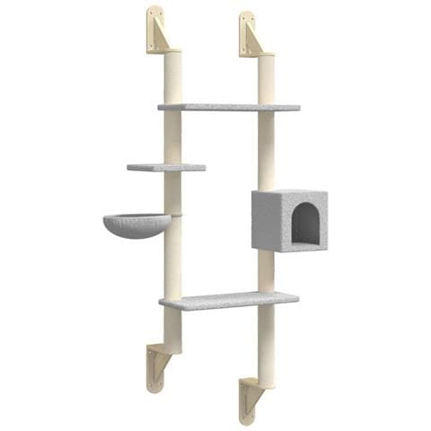 Albero per Gatti con Tiragraffi a Parete Grigio Chiaro 180 cm - Foto 1