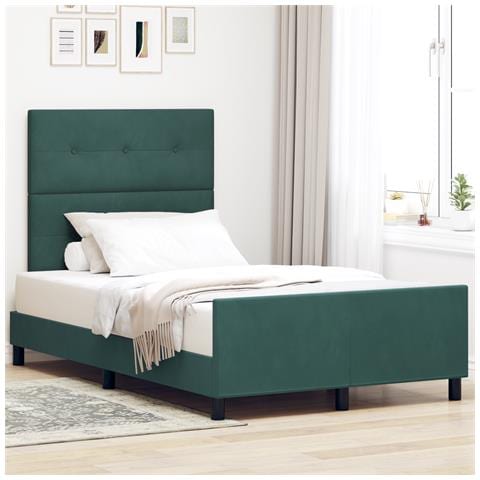 Struttura Letto  Verde Scuro 120x200 cm Velluto - Foto 2