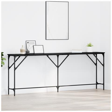 Tavolo Console Quercia Nera 200x29x75 cm Legno ingegnerizzato - Foto 2