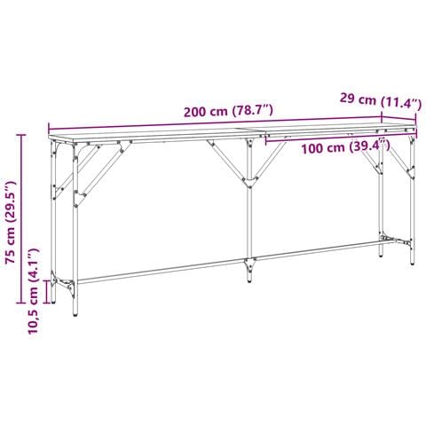 Tavolo Console Quercia Nera 200x29x75 cm Legno ingegnerizzato - Foto 9