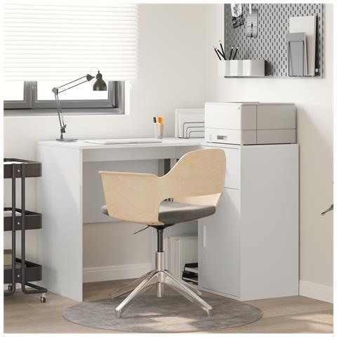 Scrivania Angolare Bianca 102x88x75 cm Legno Ingegnerizzato - Foto 2