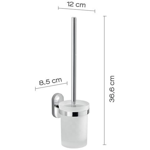 Scopino Wc Da Muro Con Ciuffo In Setole In Acciaio Inox E Cromall 5333-03 Serie Febo Cromato - Foto 2