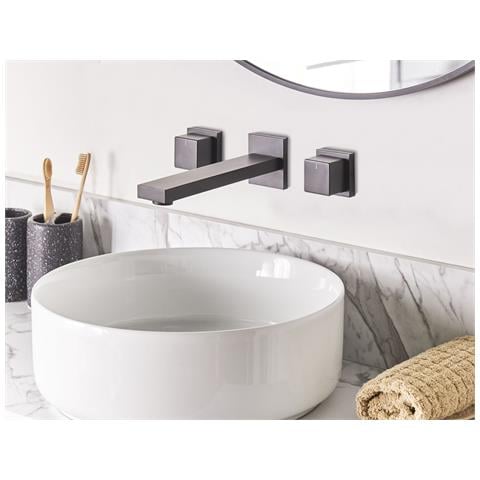 Rubinetto Miscelatore Da Parete Per Lavabo Pailon Ottone Nero - Foto 1