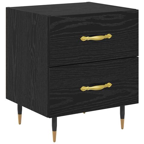 Armadio da Notte con cassetto Rovere nero 40 x 35 x 47,5 cm - Foto 1