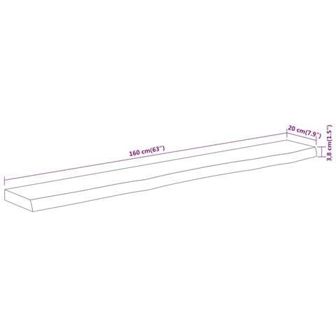 Mensola Muro 160x20x3,8cm Rettangolare Legno Acacia Bordi Vivi - Foto 8