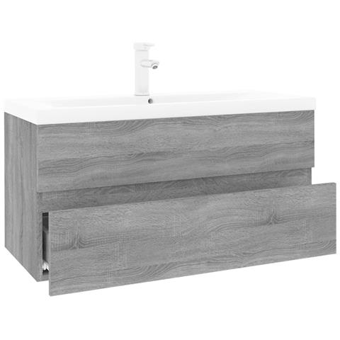 Mobile Bagno e Lavabo Integrato Grigio Sonoma Legno Multistrato - Foto 1