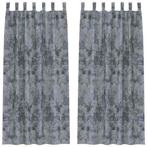 Tenda con tende 2 pcs Grigio argento 225 x 140 cm Velluto - Foto 1