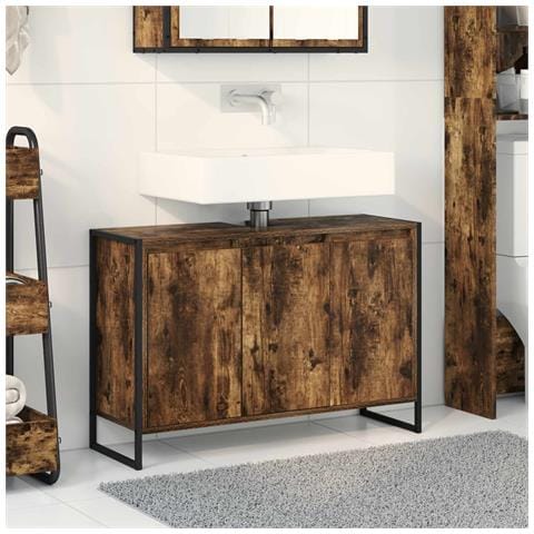 Mobile da Bagno con porta Quercia Fumosa 90 x 30 x 60 cm - Foto 2