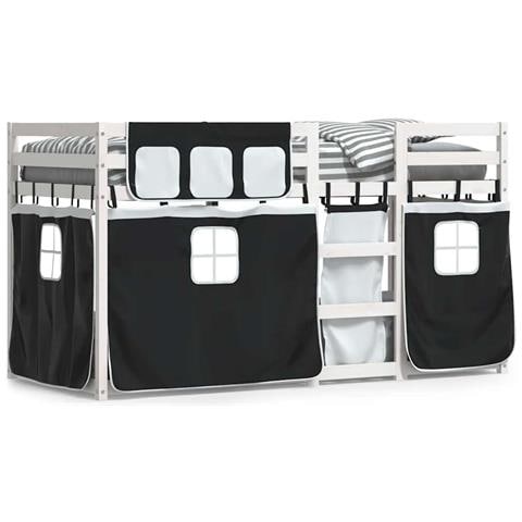 Letto a Castello senza Materasso Bianco e Nero 90x190cm in Pino - Foto 1