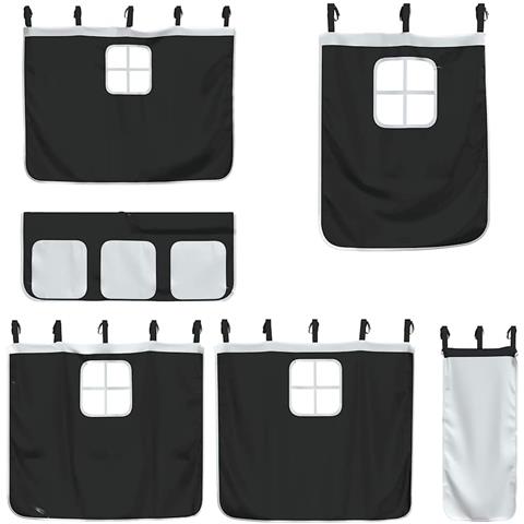 Letto a Castello senza Materasso Bianco e Nero 90x190cm in Pino - Foto 9