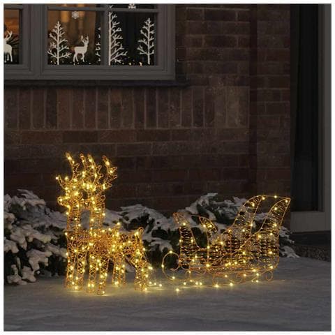 Slitta trainata da renna Bianco caldo 30 x 12 x 55 cm PET - Foto 2