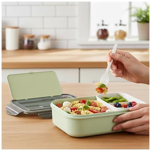 Contenitore Per Alimenti Da 1,3 L Cf-5031 Con Cucchiaio E Forchetta, Verde - Foto 5
