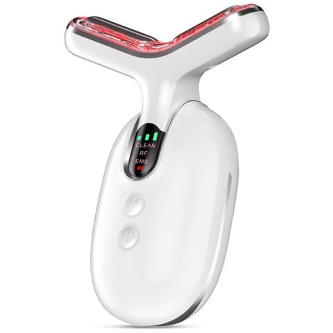 Massaggiatore Per Collo Ems: Dispositivo Di Lifting Viso Con Rf, Led E Microcorrente Per Rassodare La Pelle Silver+white - Foto 1