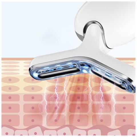 Massaggiatore Per Collo Ems: Dispositivo Di Lifting Viso Con Rf, Led E Microcorrente Per Rassodare La Pelle Silver+white - Foto 2