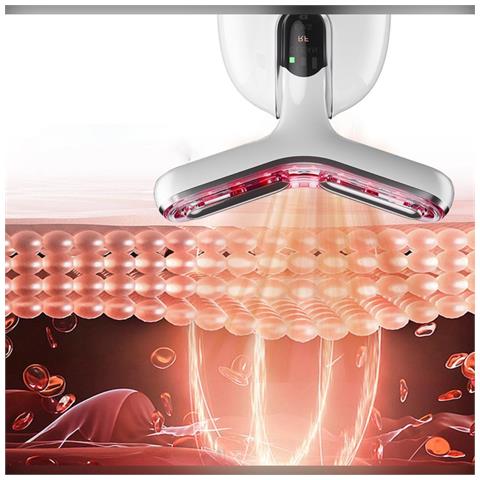 Massaggiatore Per Collo Ems: Dispositivo Di Lifting Viso Con Rf, Led E Microcorrente Per Rassodare La Pelle Silver+white - Foto 6