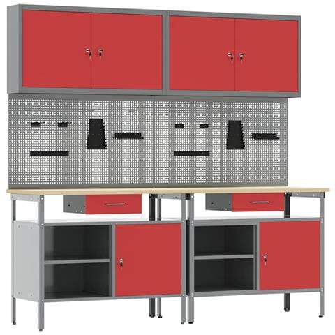 Set banco da lavoro con cassetto 8 pcs Rosso e Grigio - Foto 1