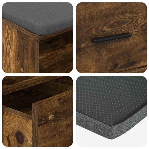 Panca per ingresso Quercia Affumicata 80 x 38 x 46 cm - Foto 9