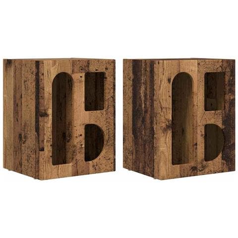Comodino 2 pcs Legno vecchio 40 x 35 x 50 cm Legno multistrato - Foto 1