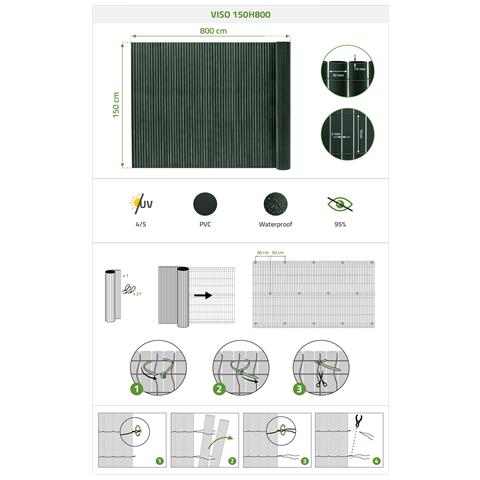 Frangivista In Pvc Viso, 8 M X 1,5 M, Verde - Foto 8