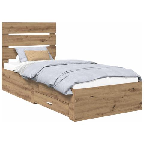 Struttura del letto con cassetto Rovere artigianale 90 x 190 cm - Foto 1