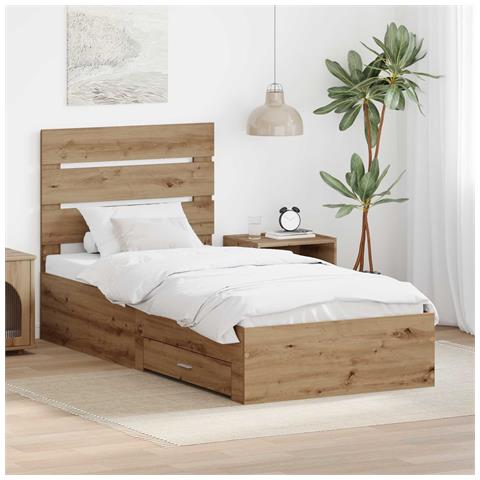 Struttura del letto con cassetto Rovere artigianale 90 x 190 cm - Foto 2