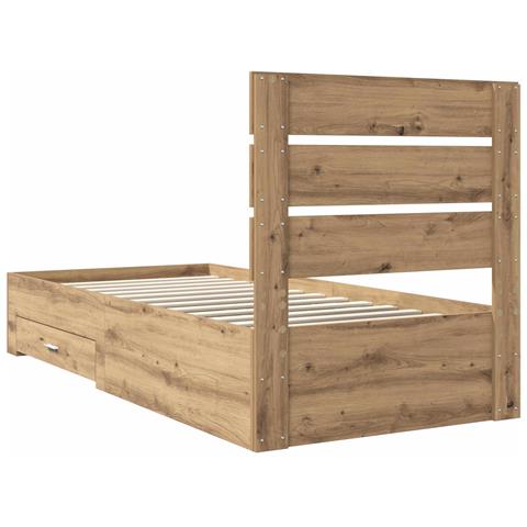 Struttura del letto con cassetto Rovere artigianale 90 x 190 cm - Foto 9