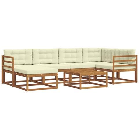 Set di divani da esterno con cuscino 7 pcs Naturale e Crema - Foto 1