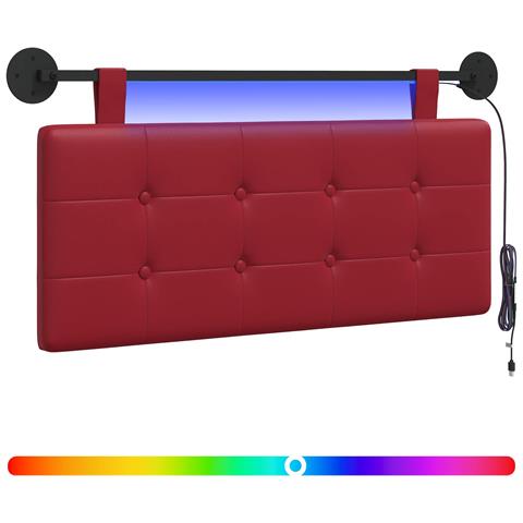 Testiera sospesa Con luce LED Rosso Vino Similpelle - Foto 1