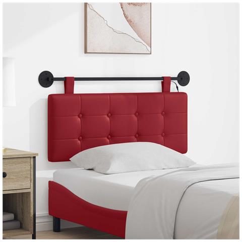 Testiera sospesa Con luce LED Rosso Vino Similpelle - Foto 2