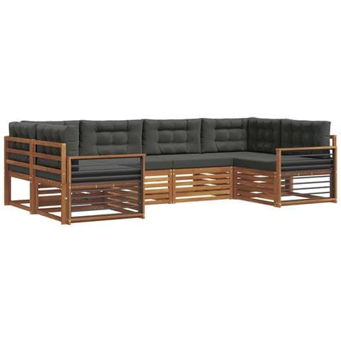Set di divani da esterno con cuscino 6 pcs Naturale e Antracite - Foto 1