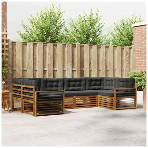 Set di divani da esterno con cuscino 6 pcs Naturale e Antracite - Foto 2