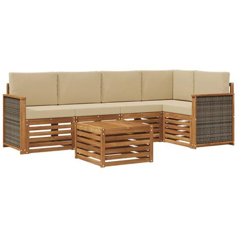 Set divano sezionale con cuscino 5 pcs Naturale - Foto 1