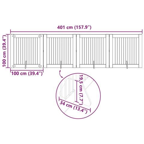 Cancello per cani pieghevole con supporti 4 pcs 401 cm - Foto 9