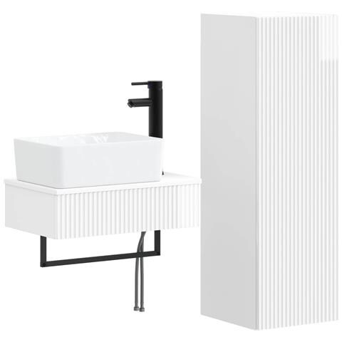 Set di mobili per il bagno 2 pz Bianco Lucido - Foto 1