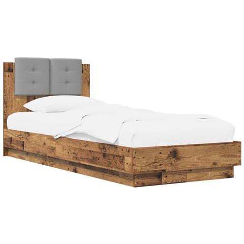 Struttura letto con testata Legno antico 80 x 200 cm - Foto 1