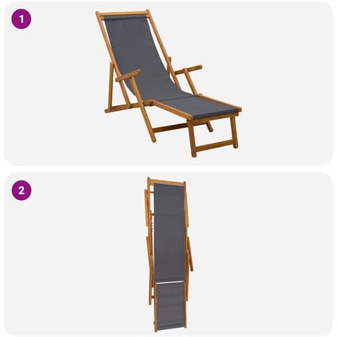 Lettino prendisole pieghevole 2 pcs 3 Posizione Grigio - Foto 2