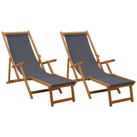Lettino prendisole pieghevole 2 pcs 3 Posizione Grigio - Foto 1