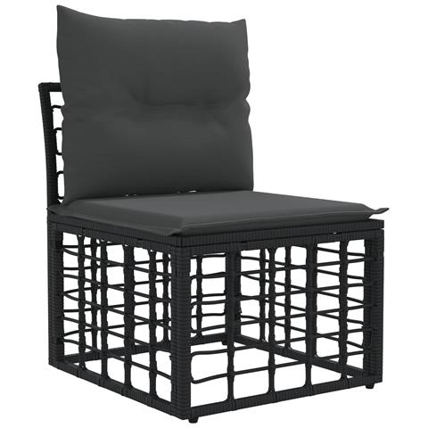 Set Divano da Giardino 5 pz Nero e Grigio scuro polyrattan - Foto 10