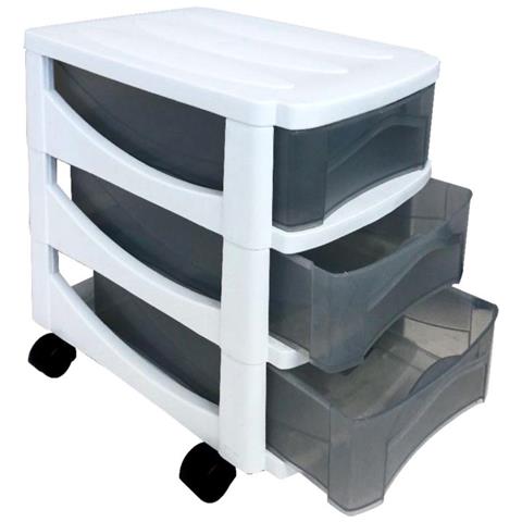 Cassettiera Impilabile Insieme 3 Cassetti Colore Bianco - Foto 1