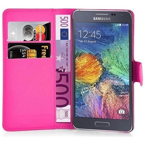 Custodia Compatibile Con Samsung Galaxy A7 2015 In Rosa Vivo - Coperchio Protettiva Con Chiusura Magnetica, Funzione Stand E Tasca Per Le Carte - Foto 2