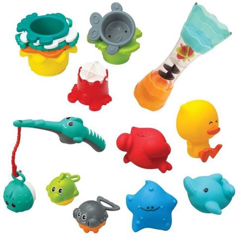 Splish & Splash Set Bagno Set Di Giocattoli 17 Per Bambini Con Scoiattoli, Gioco Di Pesca E Tazze Impilabili Multicolore 305.076 - Foto 6