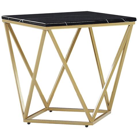 Tavolino Da Caffè Effetto Marmo Nero E Oro Malibu - Foto 13