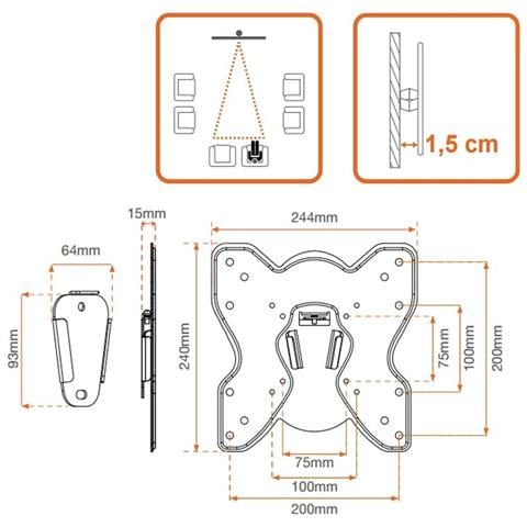 451060 supporto da parete per tv a schermo piatto 106,7 cm (42") Nero - Foto 2