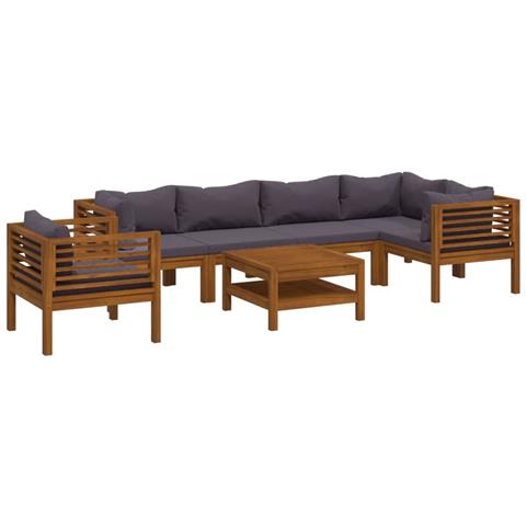 Set Divani Da Giardino 7 Pz Con Cuscini In Massello Di Acacia - Foto 1