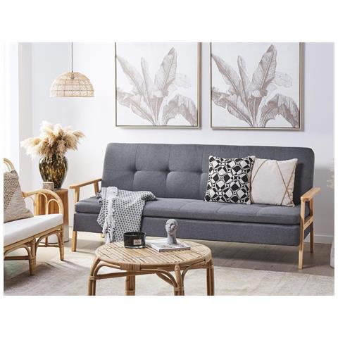 Divano Letto A 3 Posti In Tessuto Grigio Tjorn - Foto 1